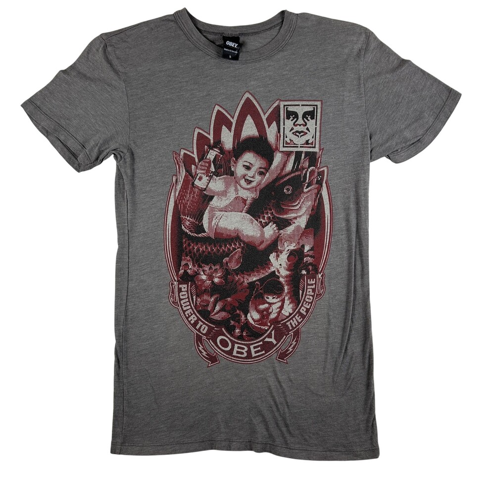 Vtg Obey Shirt Mens Small Power To The People Graphic Art Streetwear Tee USA